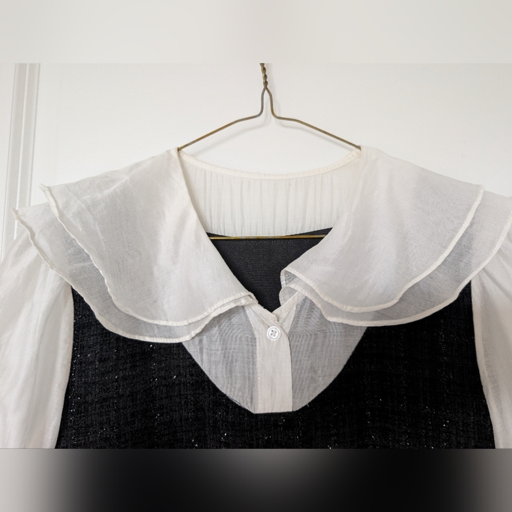 Sioshre Tweed Shift Dress with Ruffled Layered Collar & Sleeves - Picture 5 of 9